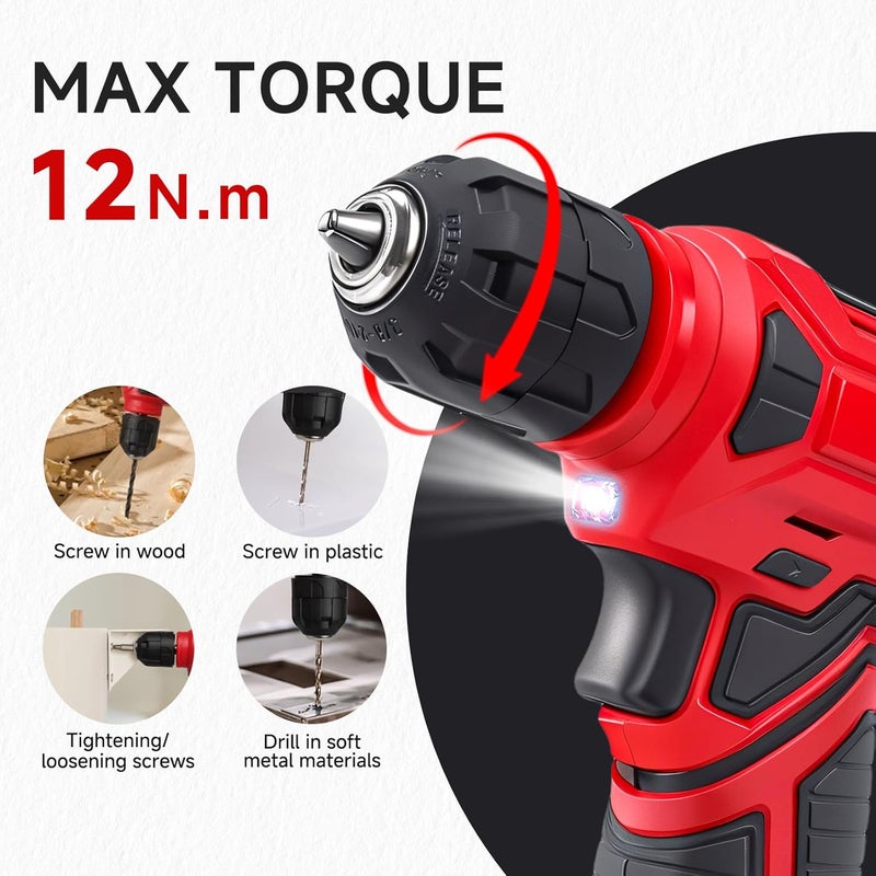 prekull Tool Set - 8V Cordless Drill Set, 132 Piece Home Tool Set With Hand Drill, Tool Kit for Women & Men, Perfect for Homeowner, Diyer, Handyman - Image 2